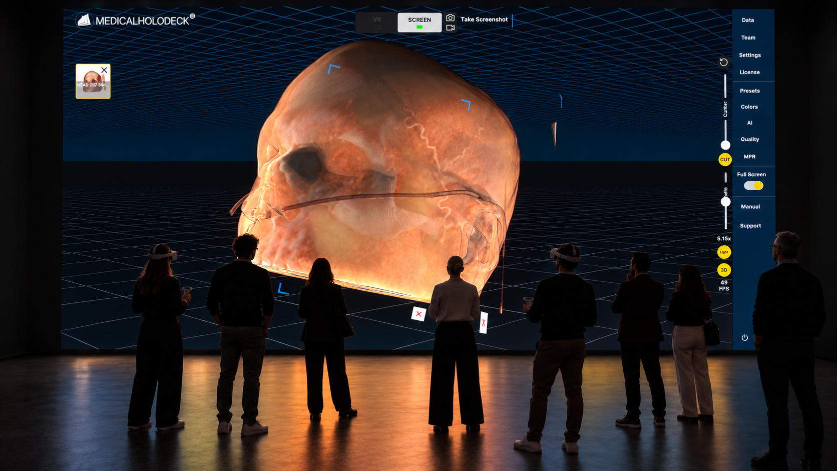 Visualisation médicale Medicalholodeck dans un espace immersif collectif