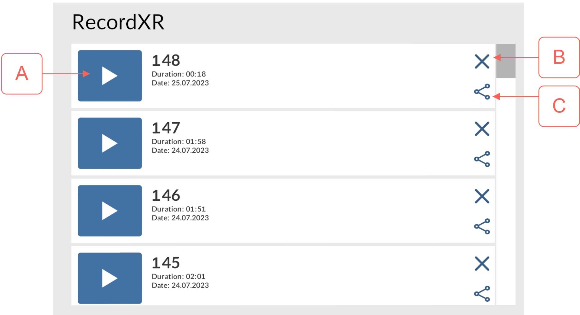 RecordXR Panel