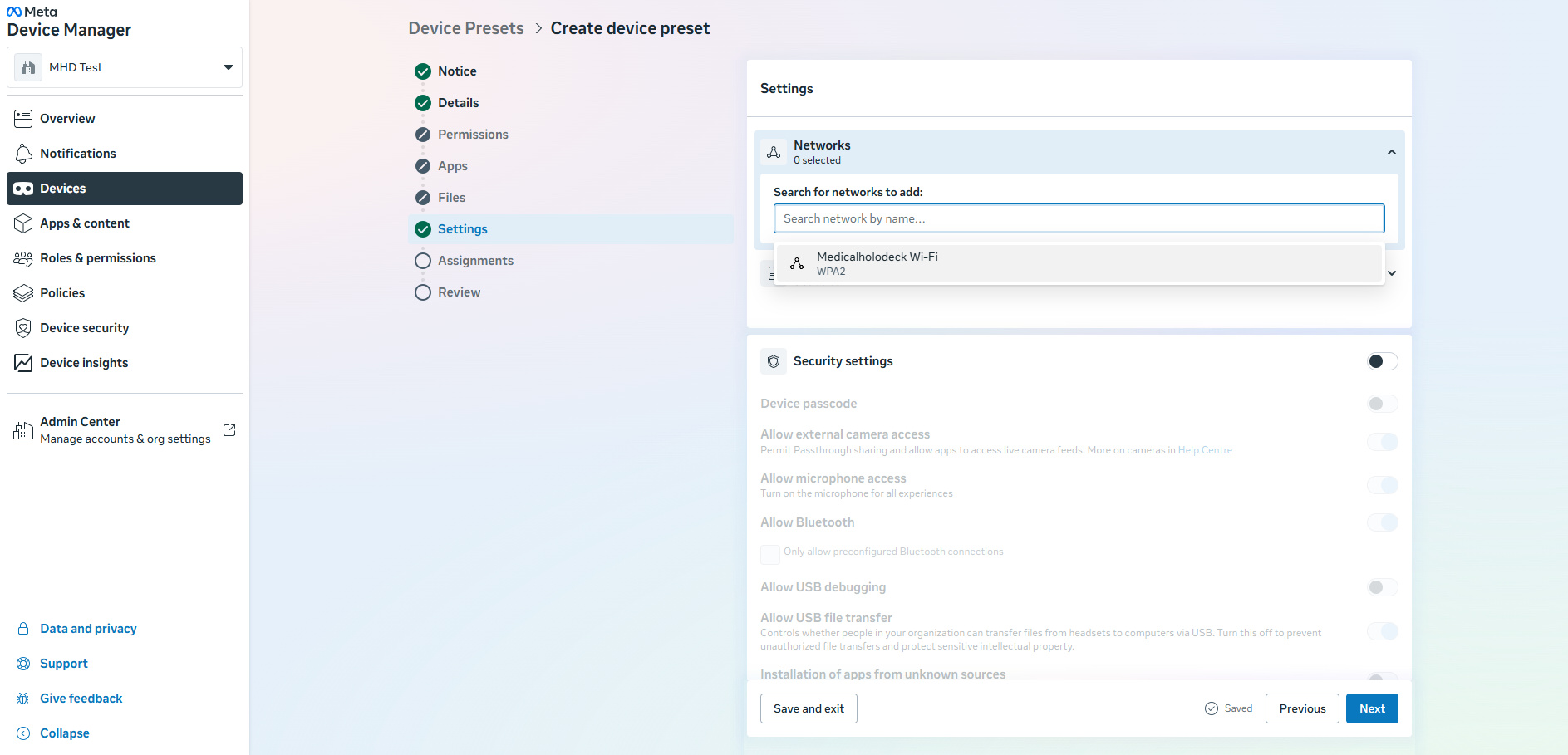 Remaining Settings