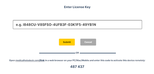Submit license key