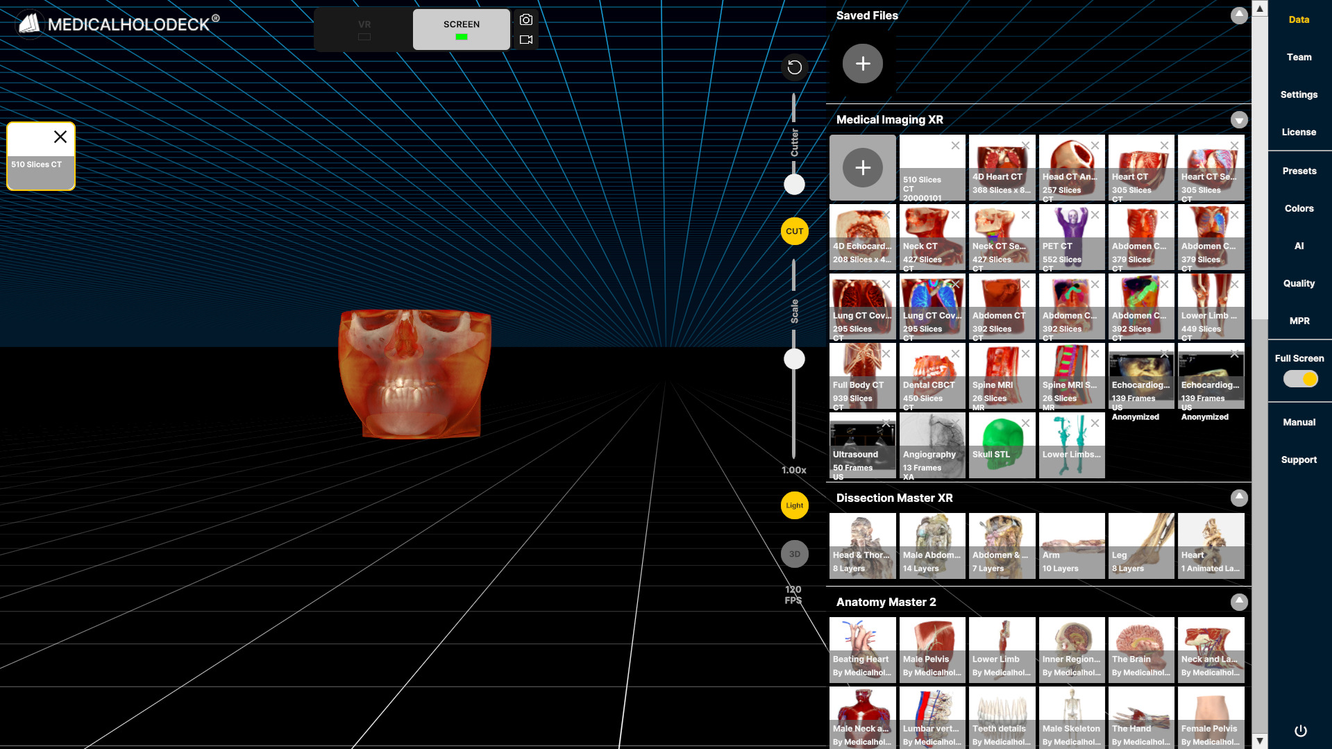 Data appears in the XR section